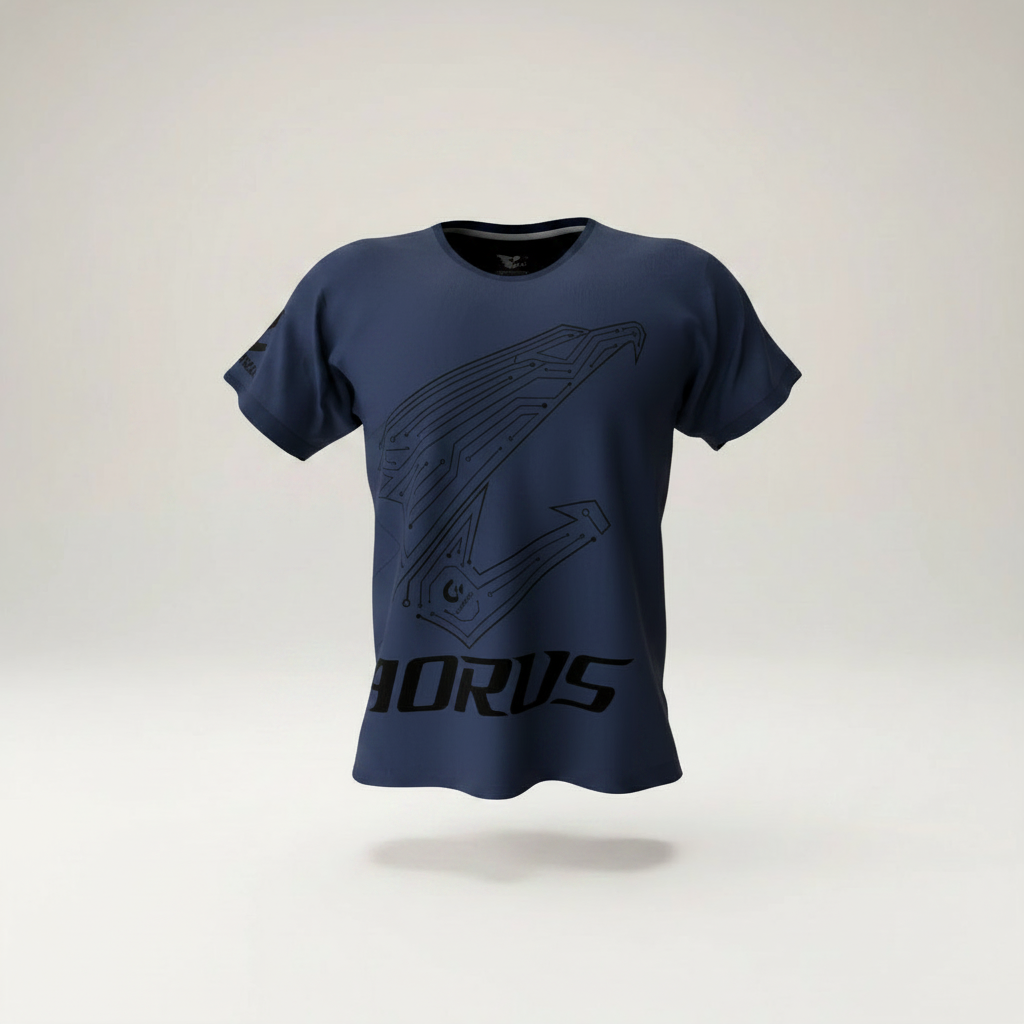 AORUS graphic T-shirt — navy original, ghost-mannequin